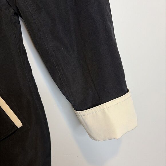 Nautica Coat Sz LP Women’s Black Ivory Polyester Zip Snap Jacket Missing Hood - Picture 5 of 16